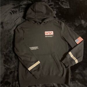 NASA Black Hoodie with Flag Patch